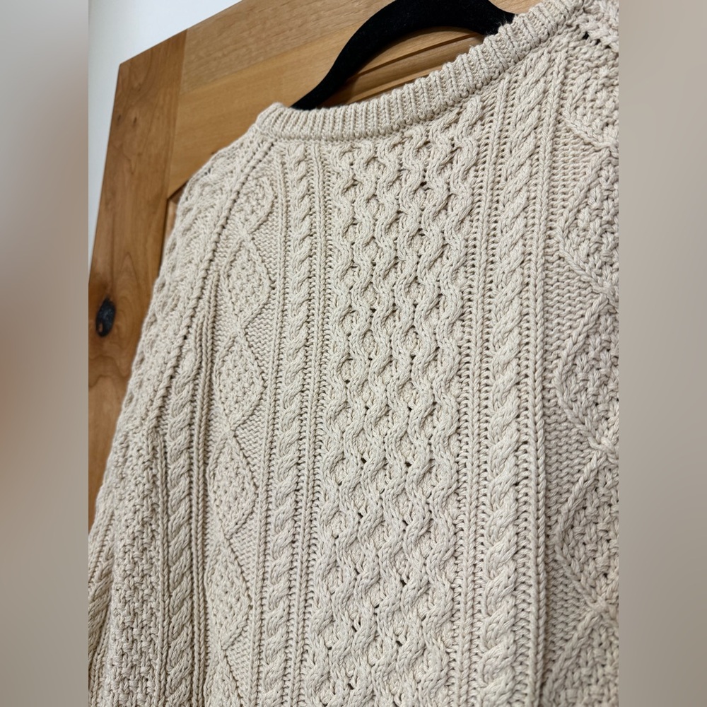 LL Bean Signature ivory fisherman sweater